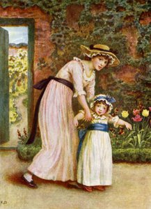 Dos chicas en un jardín por Kate Greenaway